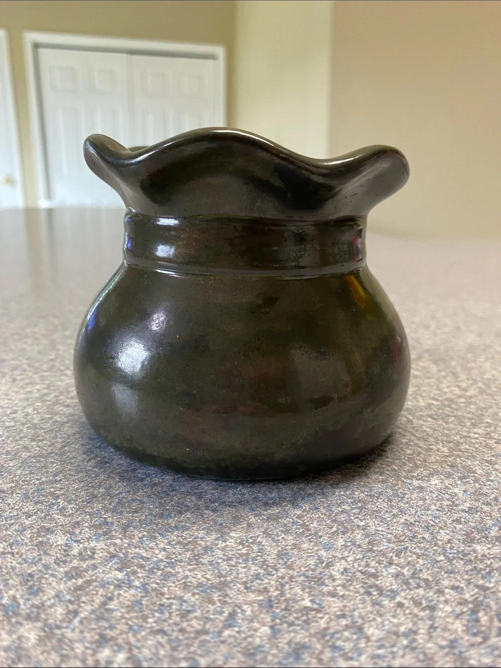 Hand Crafted Olive Green Ceramic Accent Vase